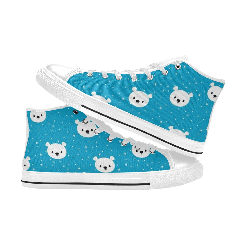 Bears On Blue - Kids' High Top Canvas Shoes Kids High Top Canvas Shoes animal Printed Offshore