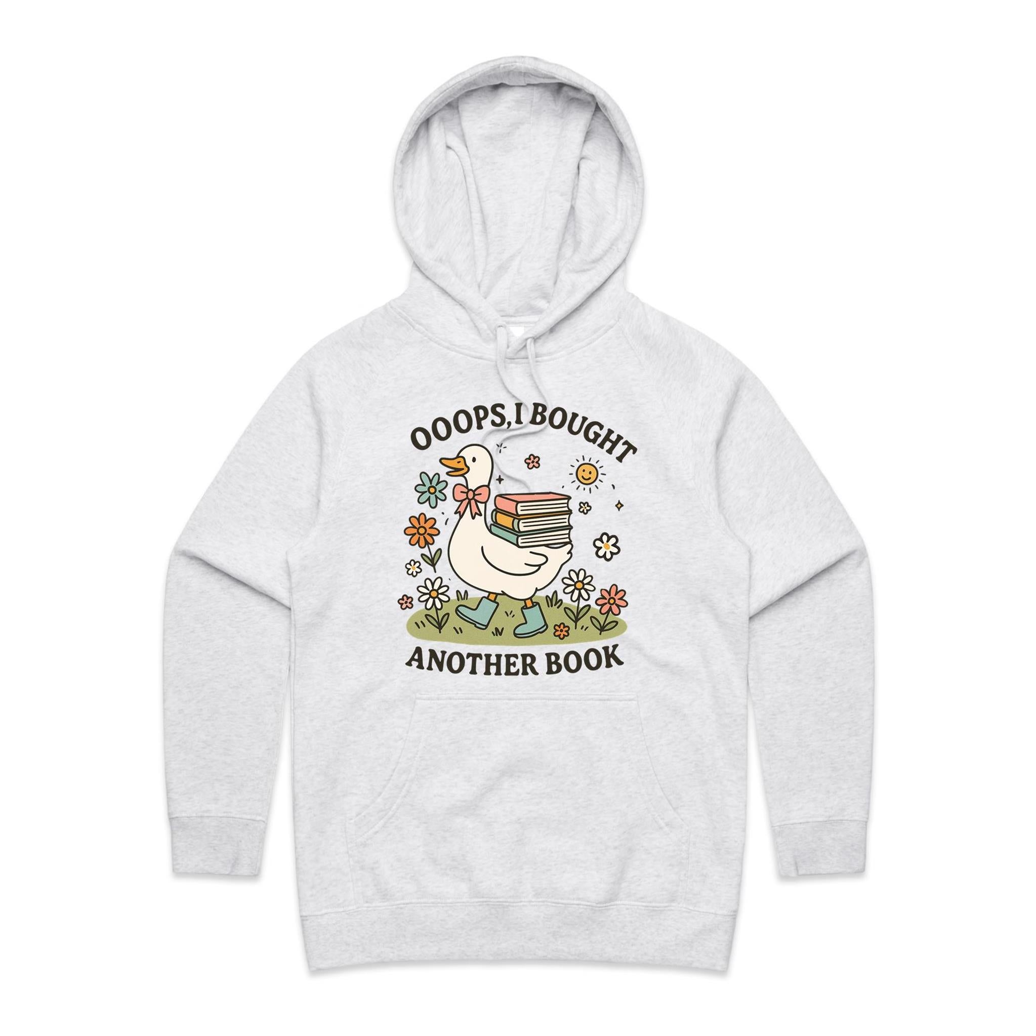 Oops, I Bought Another Book - Womens Hoodie White Marle Womens Hoodie animal Printed In Australia Reading