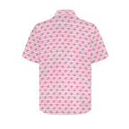 Pink Donut Stripes Men's Short Sleeve Hawaiian Shirt Men's Hawaiian Shirt (New) Food Printed Offshore