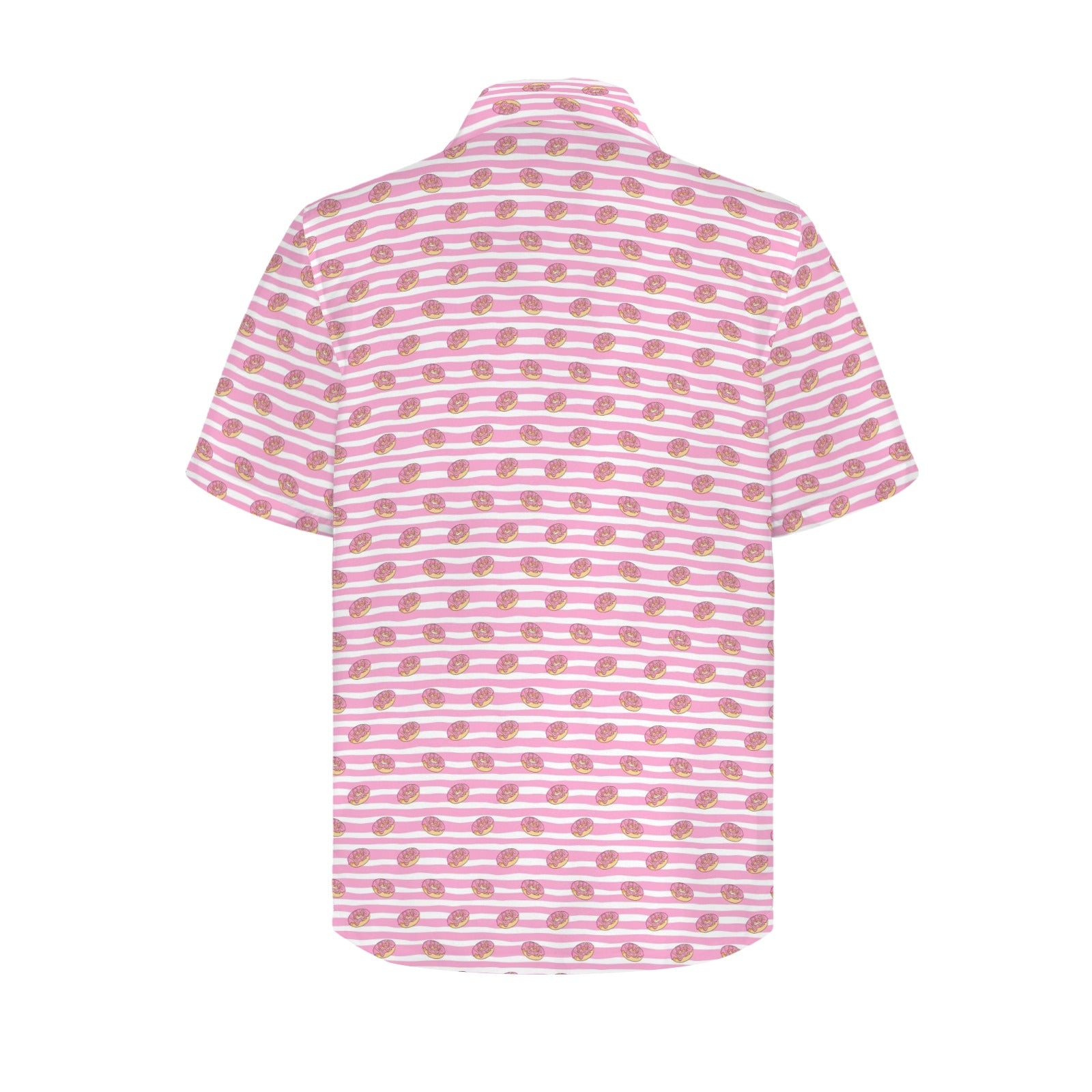 Pink Donut Stripes - Men's Short Sleeve Hawaiian Shirt Men's Hawaiian Shirt (New) Food Printed Offshore