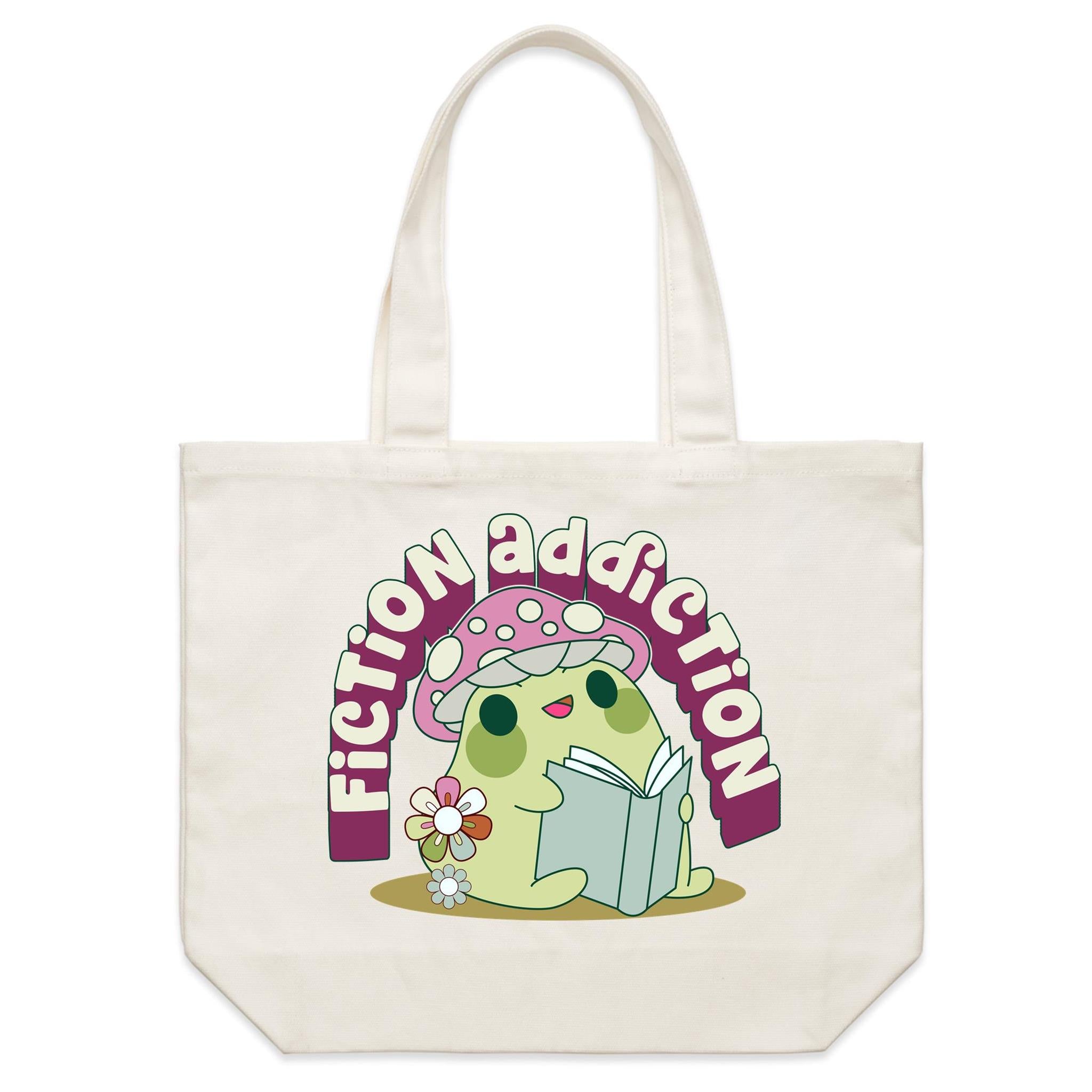 Fiction Addiction - Shoulder Canvas Tote Bag Default Title Large Tote Bag Printed In Australia Reading