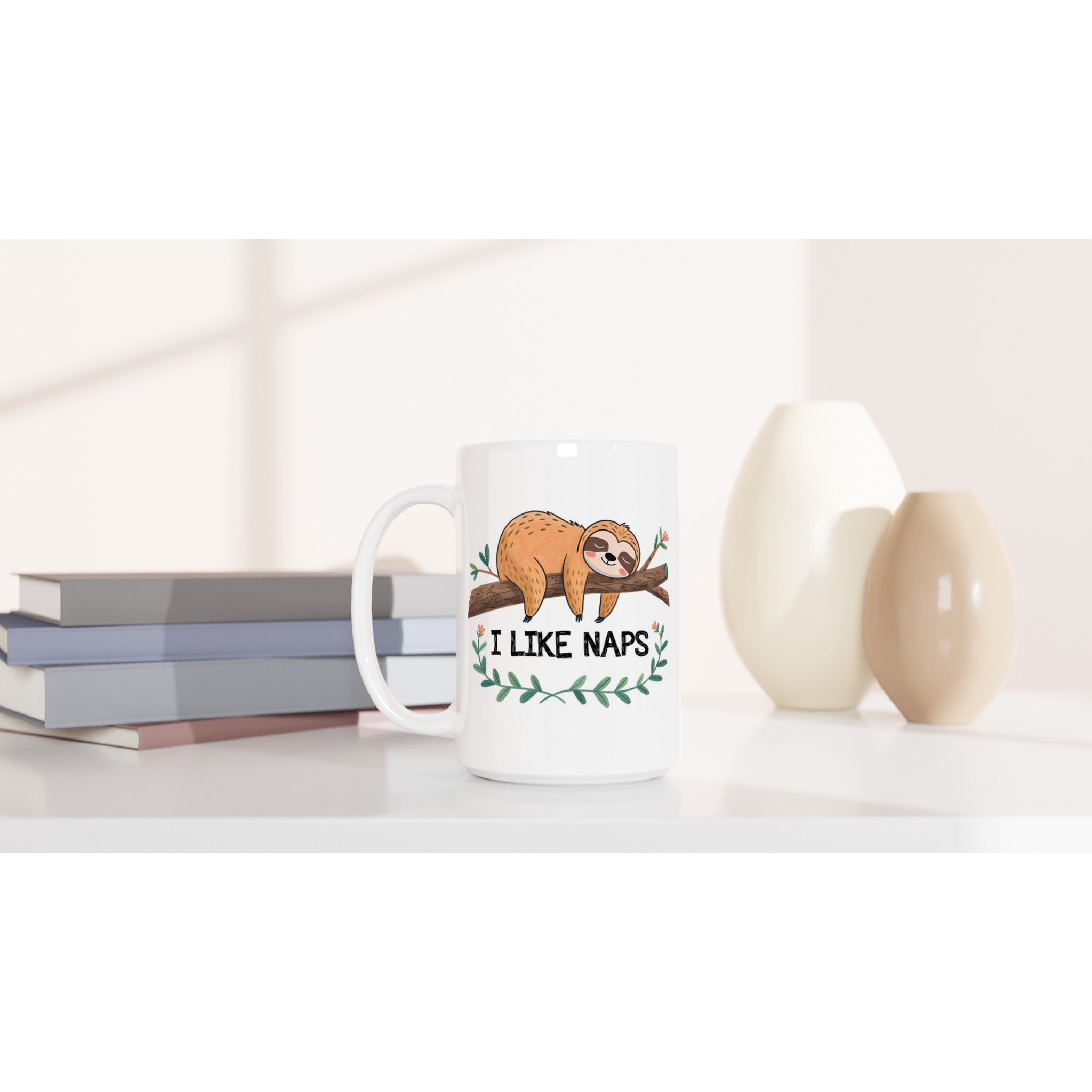 Sloth, I Like Naps - White 15oz Ceramic Mug 15oz Mug animal Globally Fulfilled