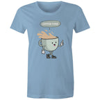 Coffee Time - Womens T-shirt Carolina Blue Womens T-shirt Coffee Printed In Australia