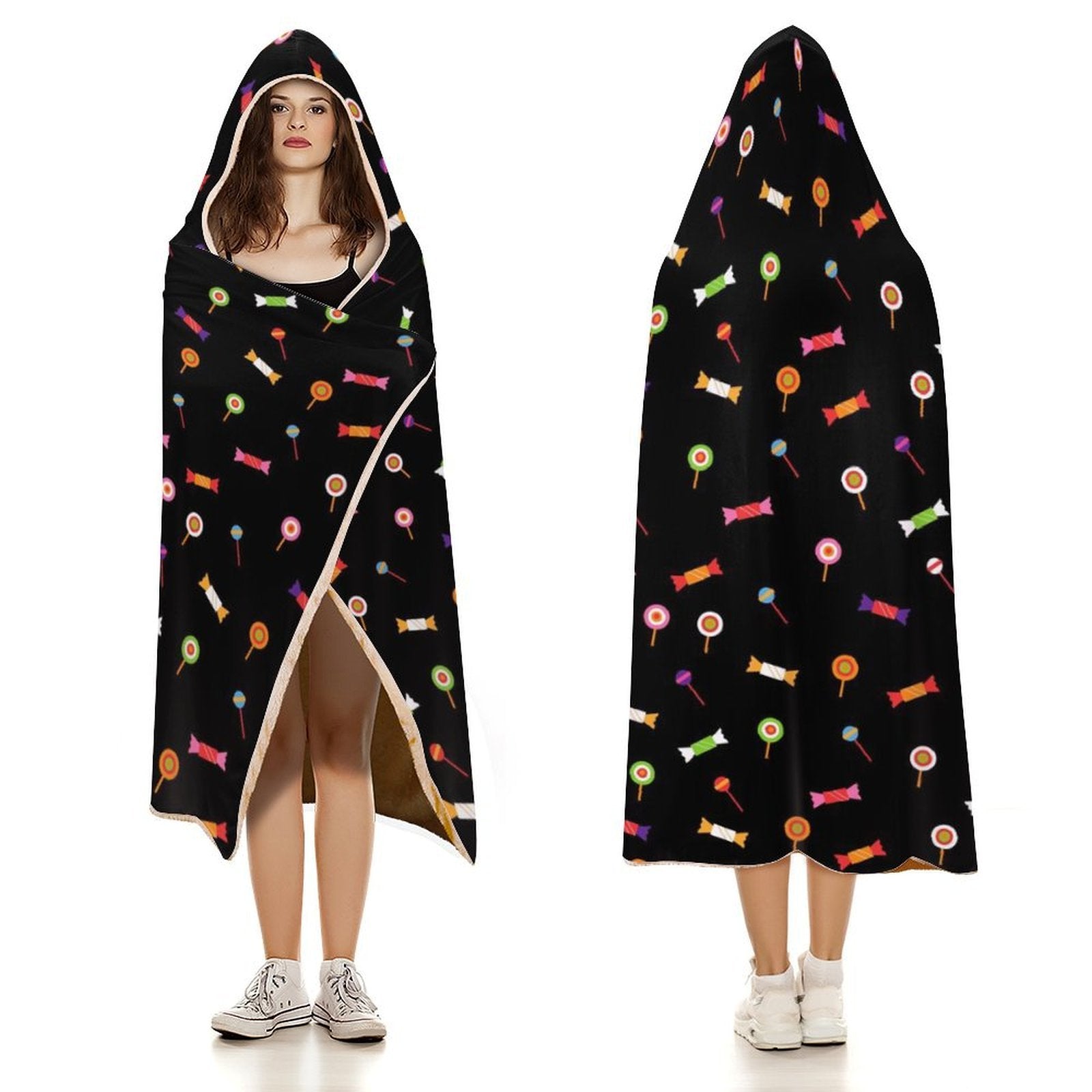 Candy Kids Hooded Blanket 100cm x 130cm Kids Hooded Blanket Food Printed Offshore