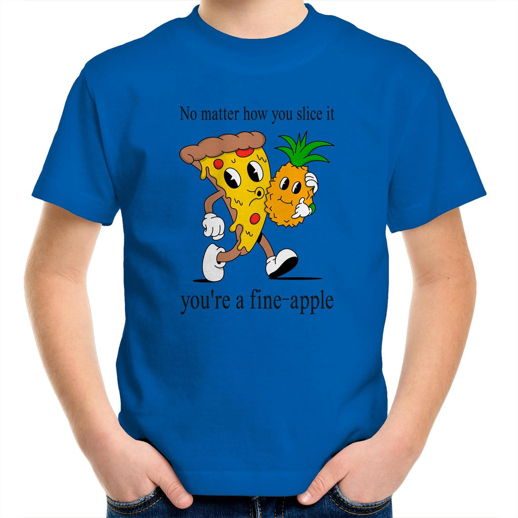 Pineapple And Pizza - Kids Youth T-Shirt Bright Royal Kids Youth T-shirt Food Printed In Australia