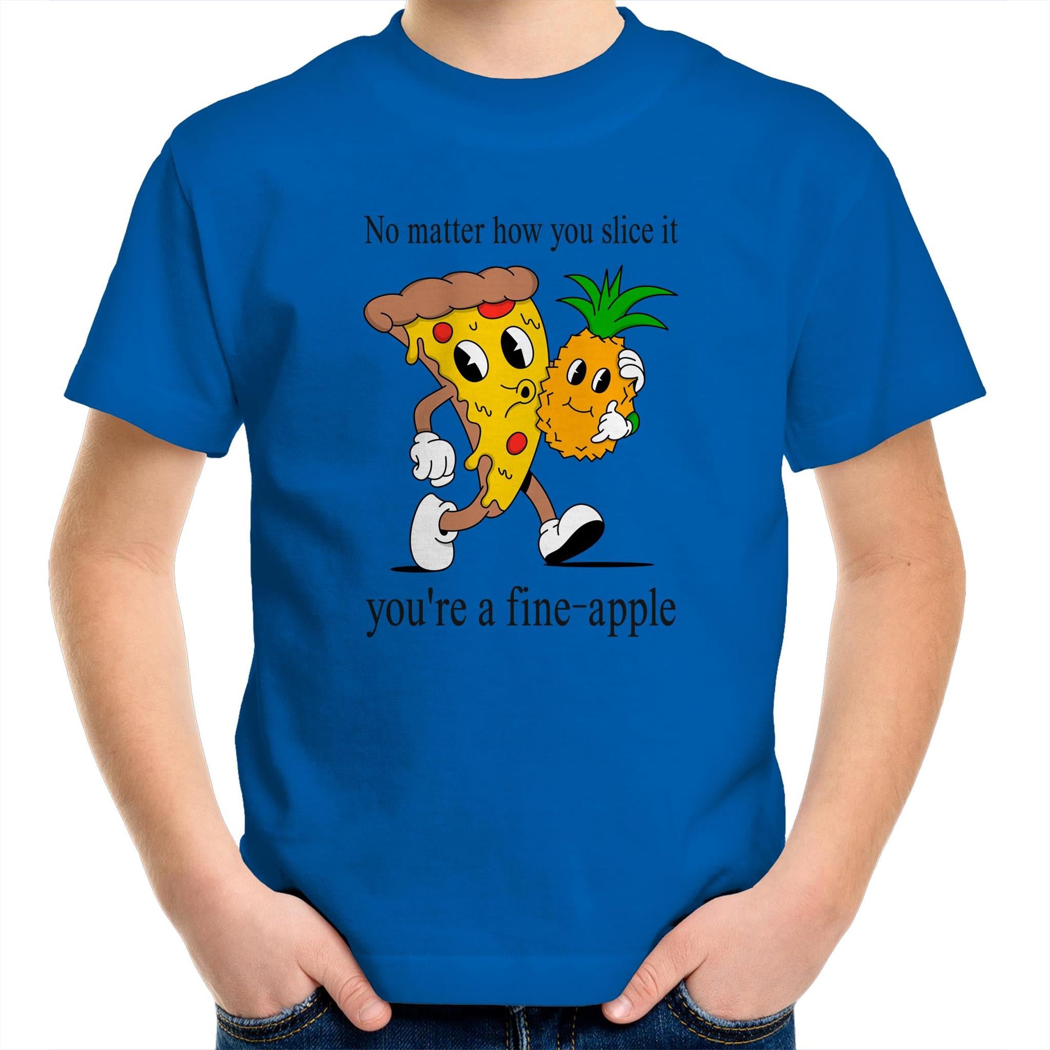 Pineapple And Pizza - Kids Youth T-Shirt Bright Royal Kids Youth T-shirt Food Printed In Australia