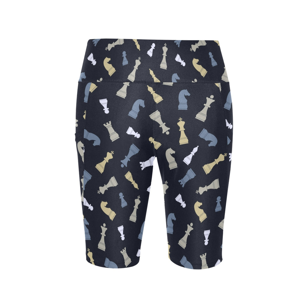 Chess Pattern - Women's Bike Shorts With Side Pockets Women's Bike Shorts Chess Games Printed Offshore