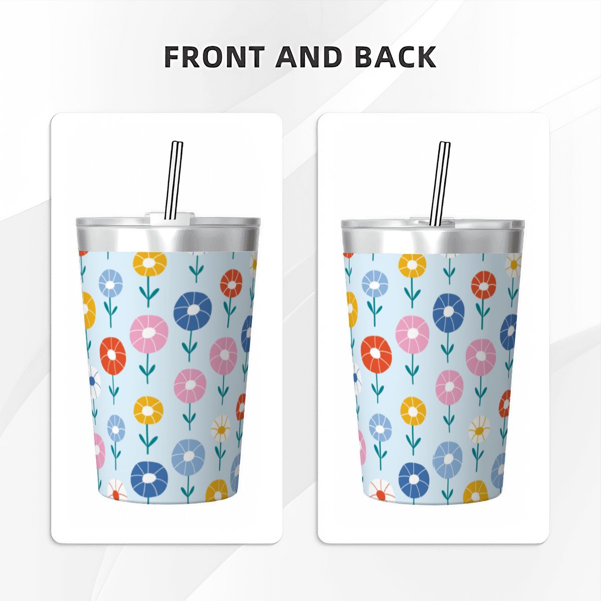 Abstract Cute Flowers Small Stainless Steel Travel Mug Cup 12oz/350ml