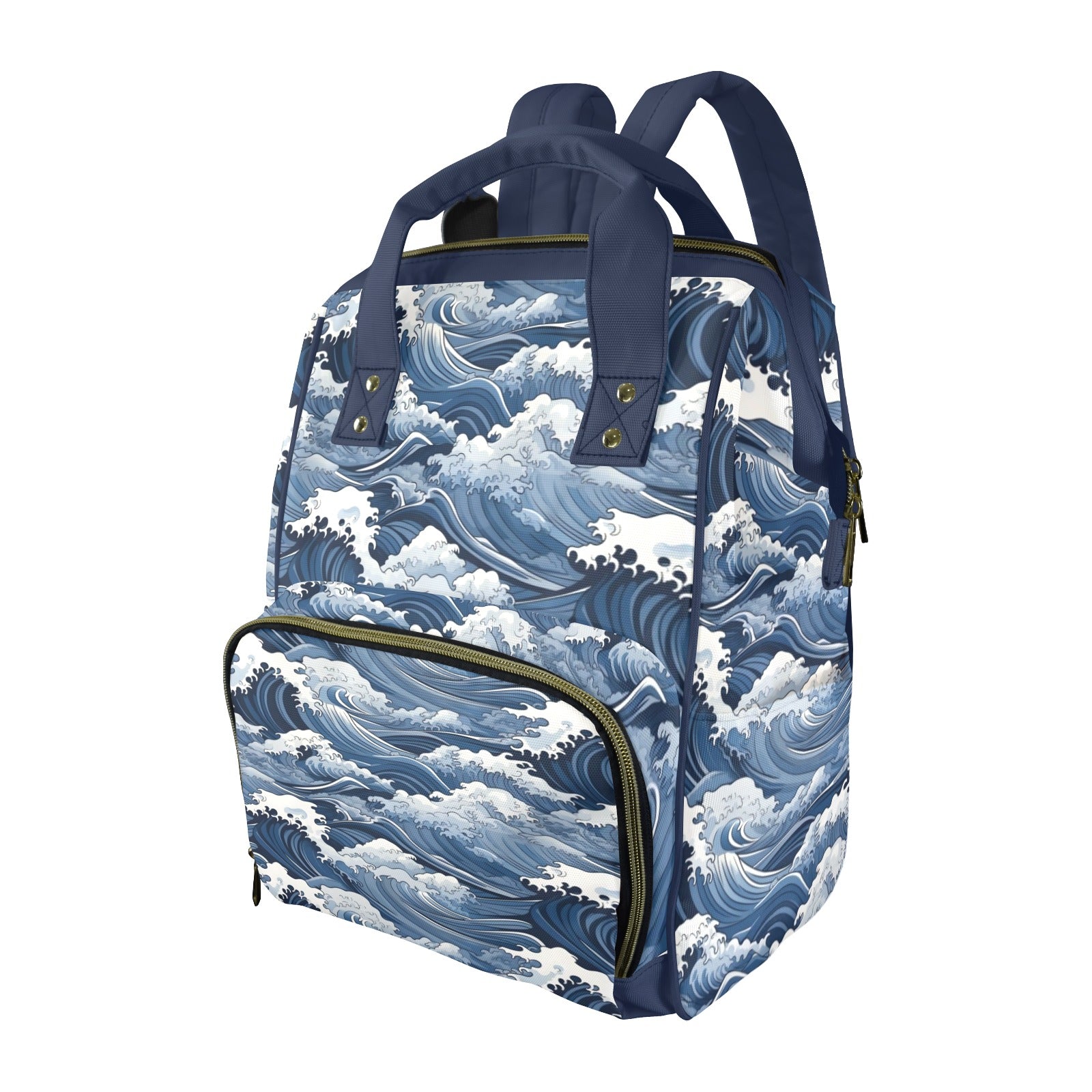 Japanese Waves Multi-Function Backpack, Nappy / Diaper Bag One Size Multi-function Backpack, Nappy / Diaper Bag Ocean Printed Offshore