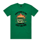Skip Bin, Dumpster Fire Men's AS Colour T-shirt Kelly Green Mens T-shirt Printed In Australia