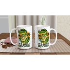 Personalised In A While, Crocodile White 15oz Ceramic Mug Personalised 15oz Mug animal Globally Fulfilled