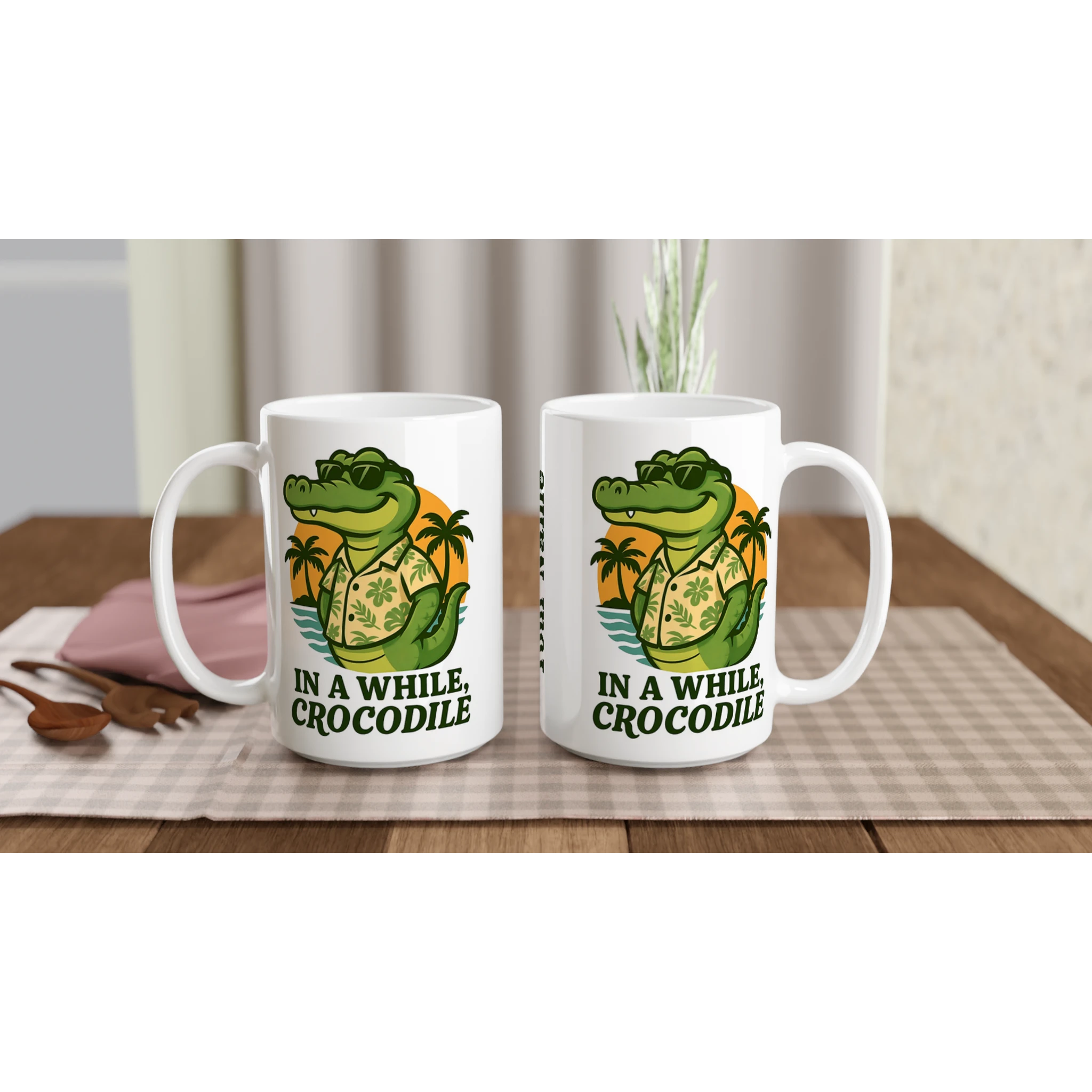 Personalised - In A While, Crocodile - White 15oz Ceramic Mug Personalised 15oz Mug animal Globally Fulfilled