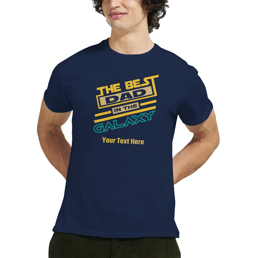 Personalised - The Best Dad In The Galaxy - Heavyweight Unisex Crewneck T-shirt | Gildan® 5000 Personalised T-shirt (Up to 5XL) customise Dad Globally Fulfilled personalise Sci Fi Space