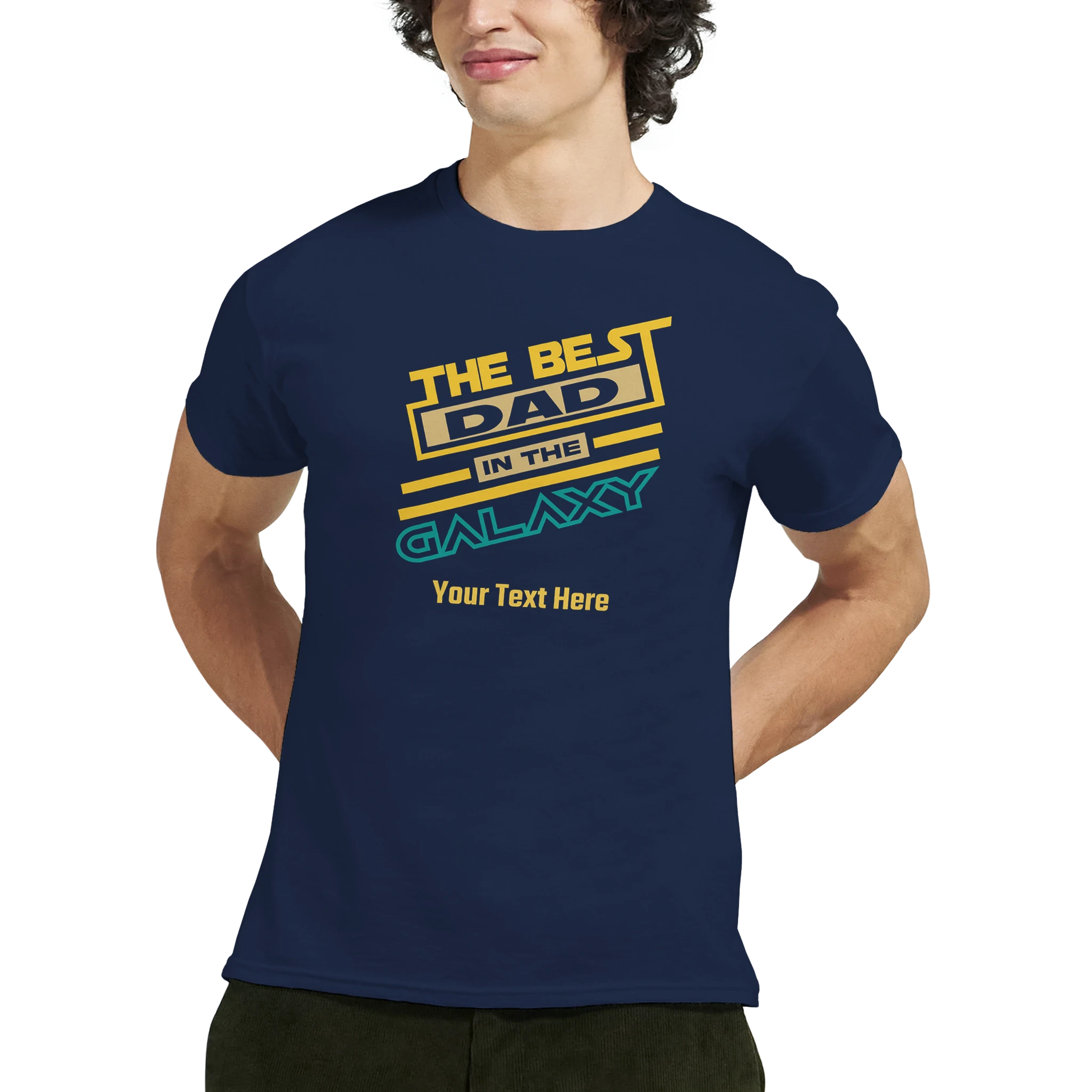 Personalised - The Best Dad In The Galaxy - Heavyweight Unisex Crewneck T-shirt | Gildan® 5000 Personalised T-shirt (Up to 5XL) customise Dad Globally Fulfilled personalise Sci Fi Space