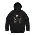 Whimsical Cat And Moon Men's AS Colour Hoodie Black Mens Hoodie animal Printed In Australia