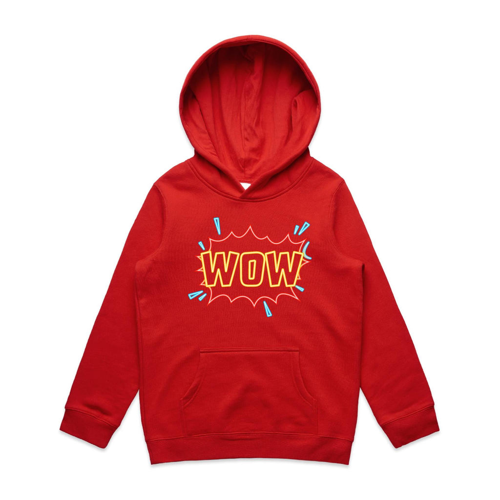 Wow - Kids Hoodie Red Kids Hoodie Printed In Australia