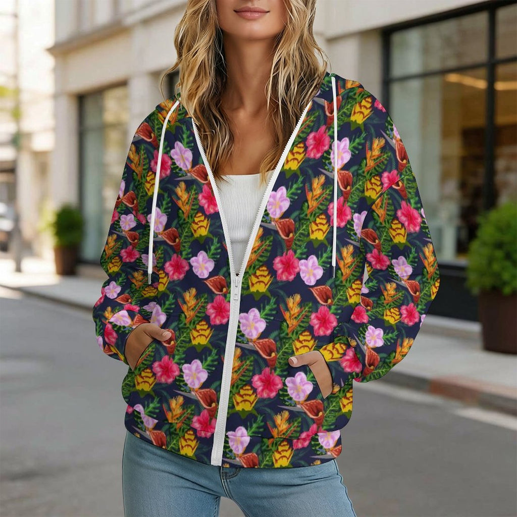 Tropical Floral Women's Full-Zip Hoodie
