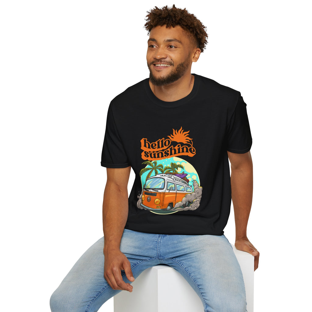 Hello Sunshine, Beach Van - Unisex Softstyle T-Shirt