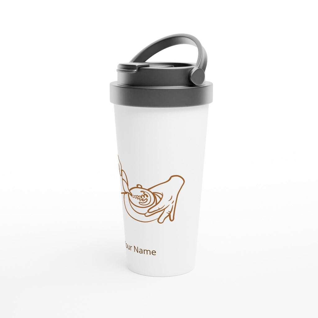 Personalised Barista White 15oz Stainless Steel Travel Mug Personalised Travel Mug Coffee Customise Globally Fulfilled Personalise