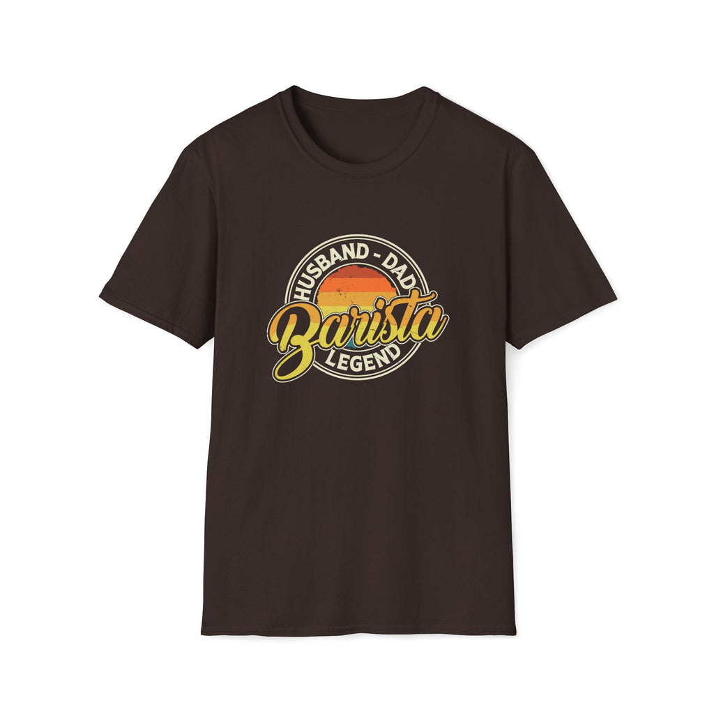 Husband Dad Barista Legend Unisex T-Shirt Dark Chocolate Unisex Adult T-shirt Coffee Dad Globally Fulfilled