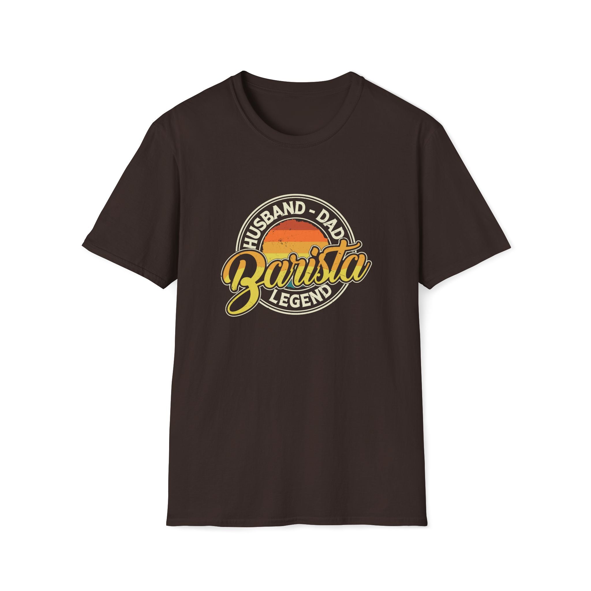 Husband Dad Barista Legend Unisex T-Shirt Dark Chocolate Unisex Adult T-shirt Coffee Dad Globally Fulfilled