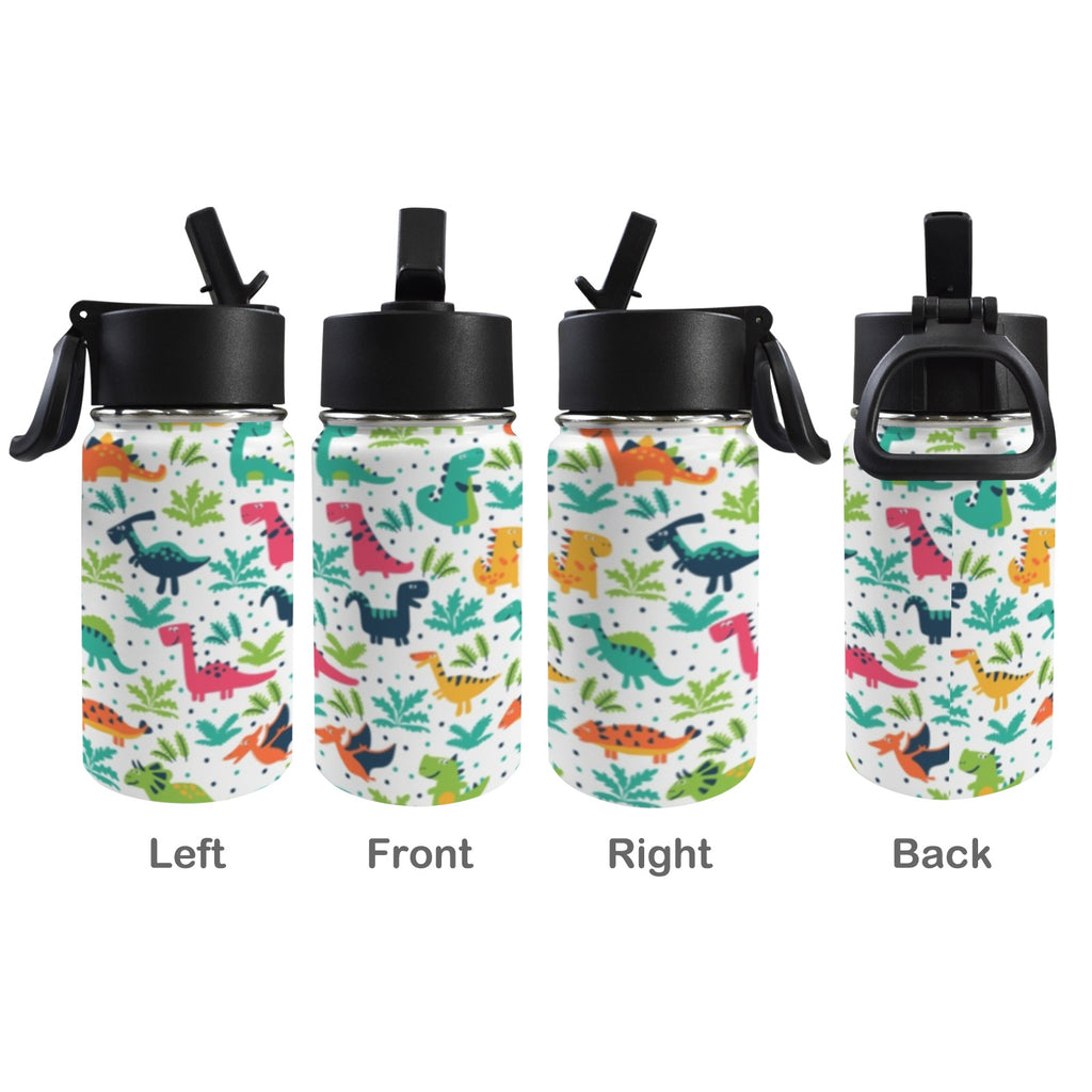 Cute Cartoon Dinosaur 12oz Kids Water Bottle with Straw Lid