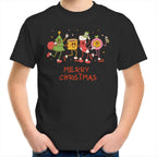 Crazy Christmas Characters - Kids Youth T-Shirt Black Kids Christmas T-shirt Christmas Printed In Australia