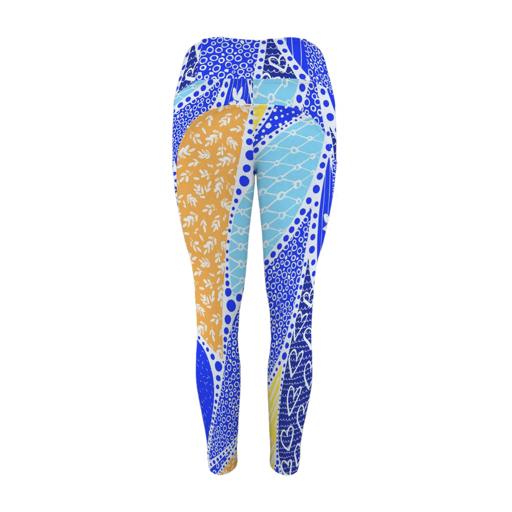 Blue Swirl - Women's High Waist Pockets Yoga Leggings