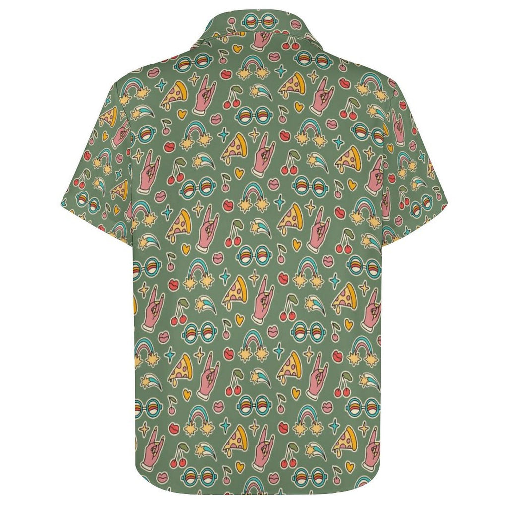 Groovy Retro Women's Short-Sleeve Button Up Shirt