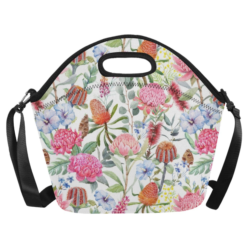 Australian Flowers Neoprene Lunch Bag/Large (Model 1669) Neoprene Lunch Bag Plants Printed Offshore