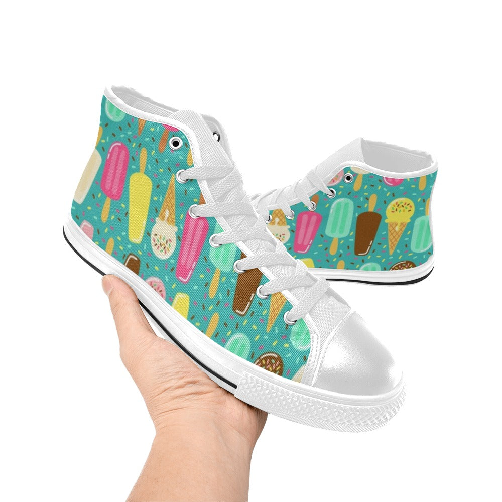 Ice Cream - Kids High Top Canvas Shoes