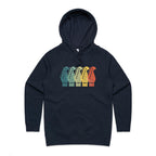 Vintage Guitar Headstocks - Womens Hoodie Navy Womens Hoodie Music Printed In Australia