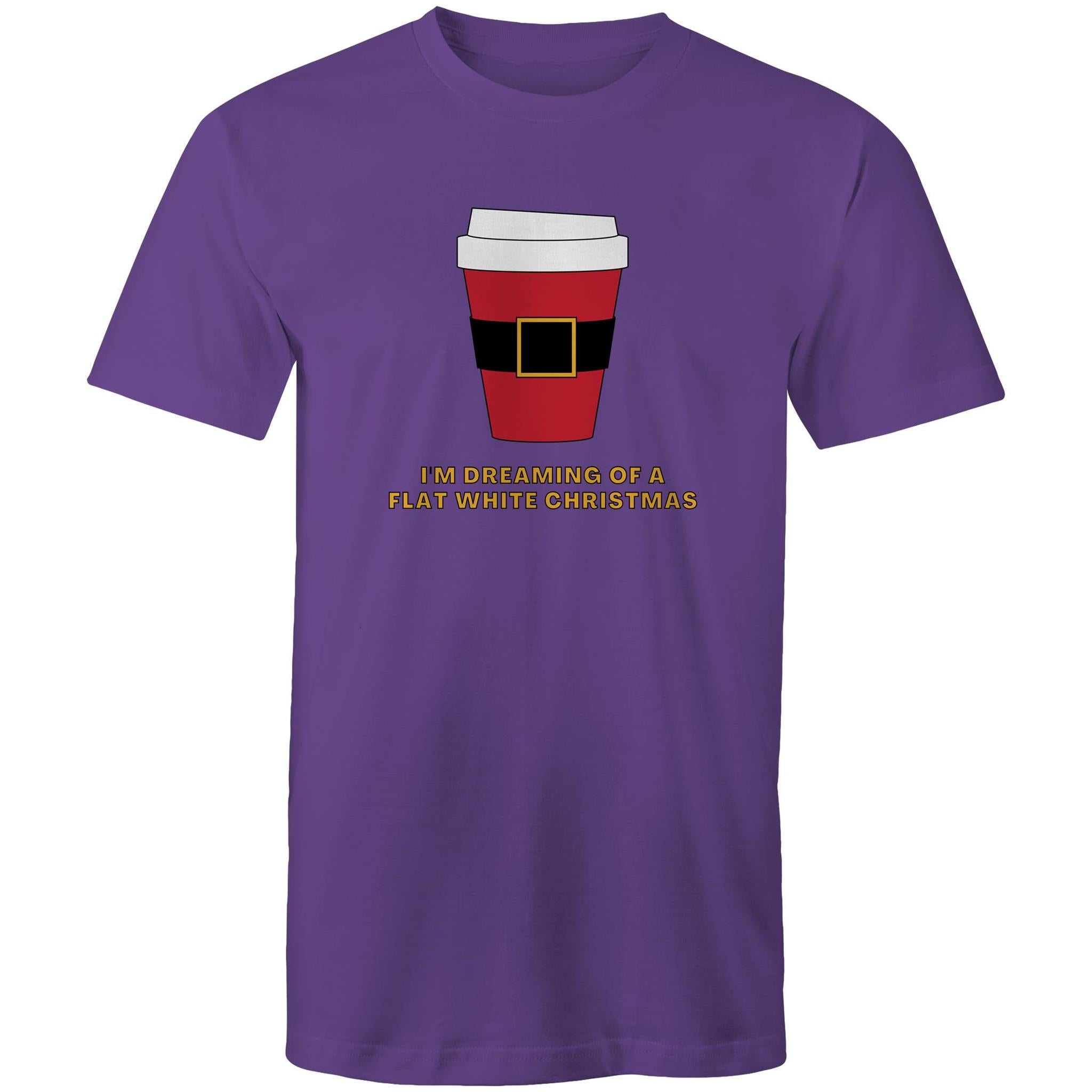 I'm Dreaming Of A Flat White Christmas, Coffee - Mens T-Shirt Purple Mens Christmas T-shirt Christmas Printed In Australia