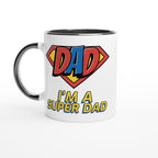 I'm A Super Dad - White 11oz Ceramic Mug with Colour Inside Ceramic Black Colour 11oz Mug comic Dad Globally Fulfilled