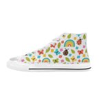 Ladybugs And Rainbows Women's High Top Canvas Shoes US12 Womens Classic High Top Shoes Printed Offshore