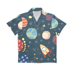 Rocket and Planets In Space - Senior Kids Hawaiian Shirt