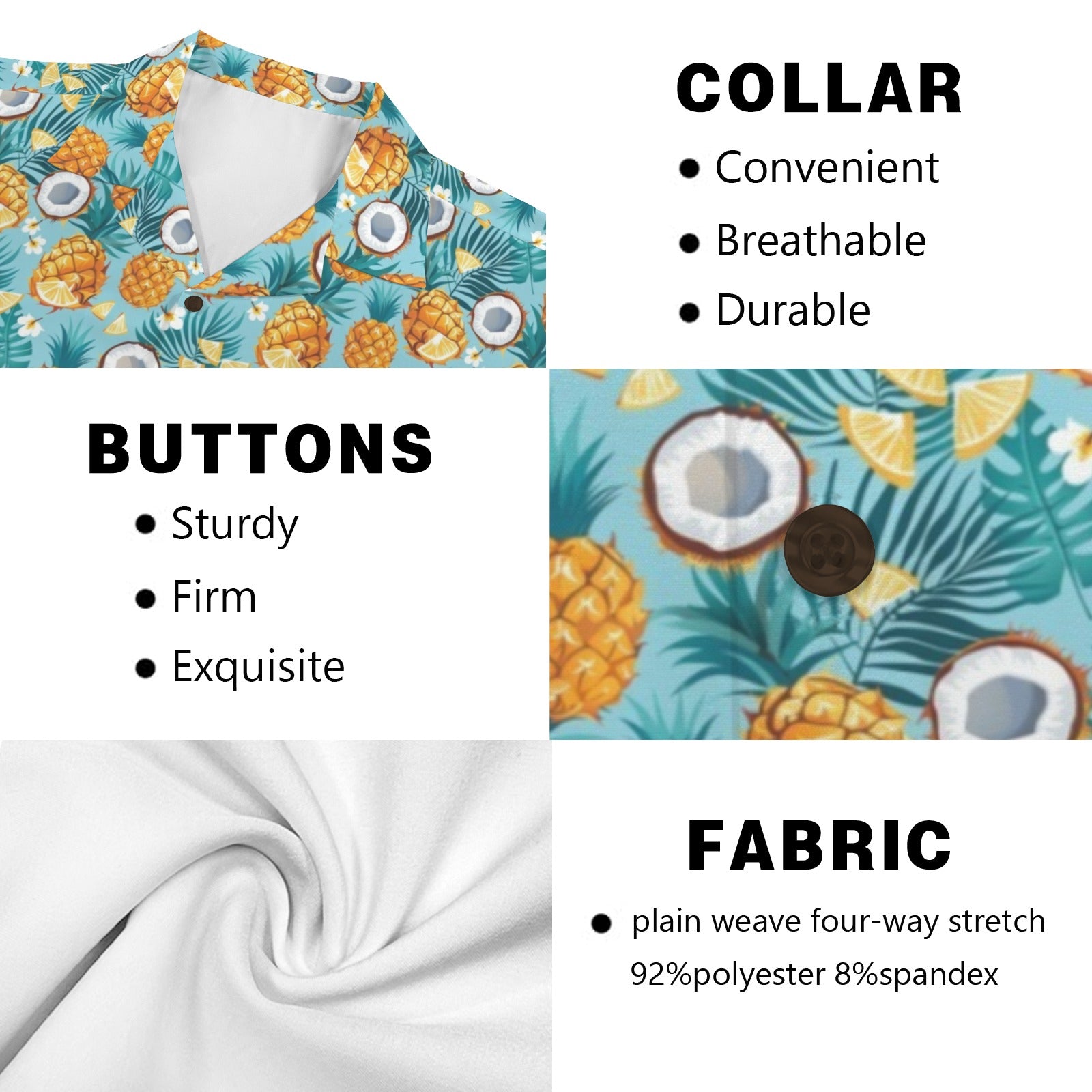 Pineapple Coconut - Men's Short Sleeve Hawaiian Shirt Men's Hawaiian Shirt (New) Food Printed Offshore