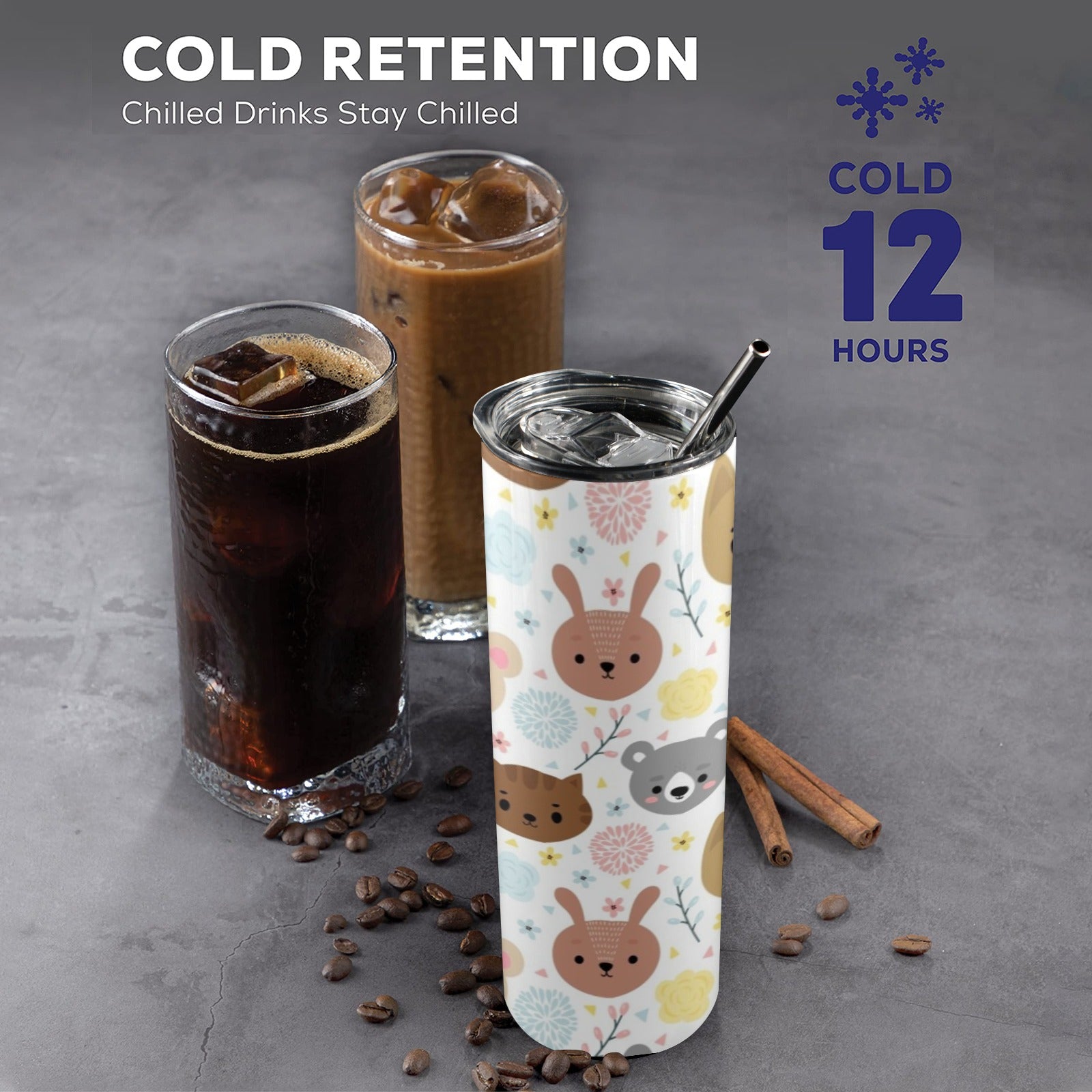 Baby Animals - 20oz Tall Skinny Tumbler with Lid and Straw