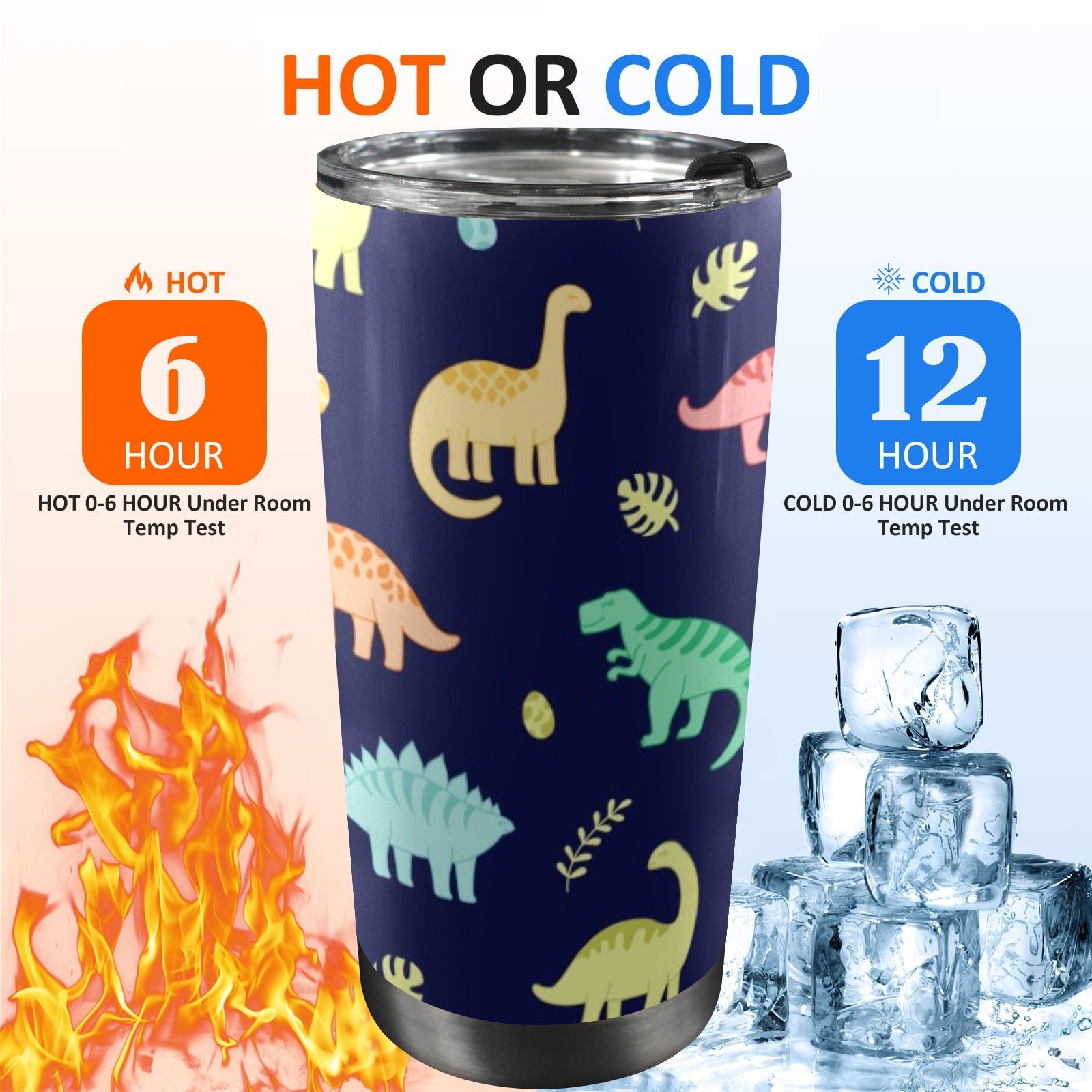 Dinosaurs - 20oz Mobile Tumbler with Lid (Black Lock) 20oz Travel Mug animal Printed Offshore