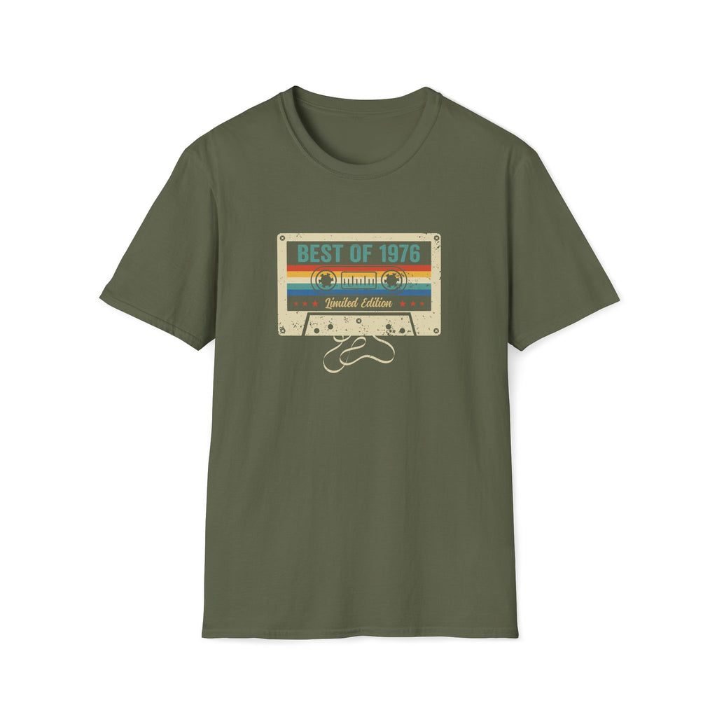 Turning 50, Best Of 1976, Cassette Tape Unisex Softstyle T-Shirt Military Green Unisex Adult T-shirt Australian Printer Birthday Music Retro