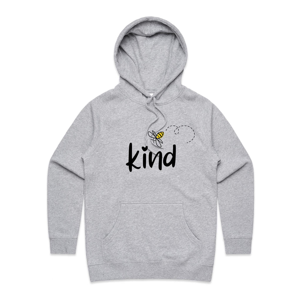 Bee Kind - Womens Hoodie Grey Marle Womens Hoodie Kindness Printed In Australia