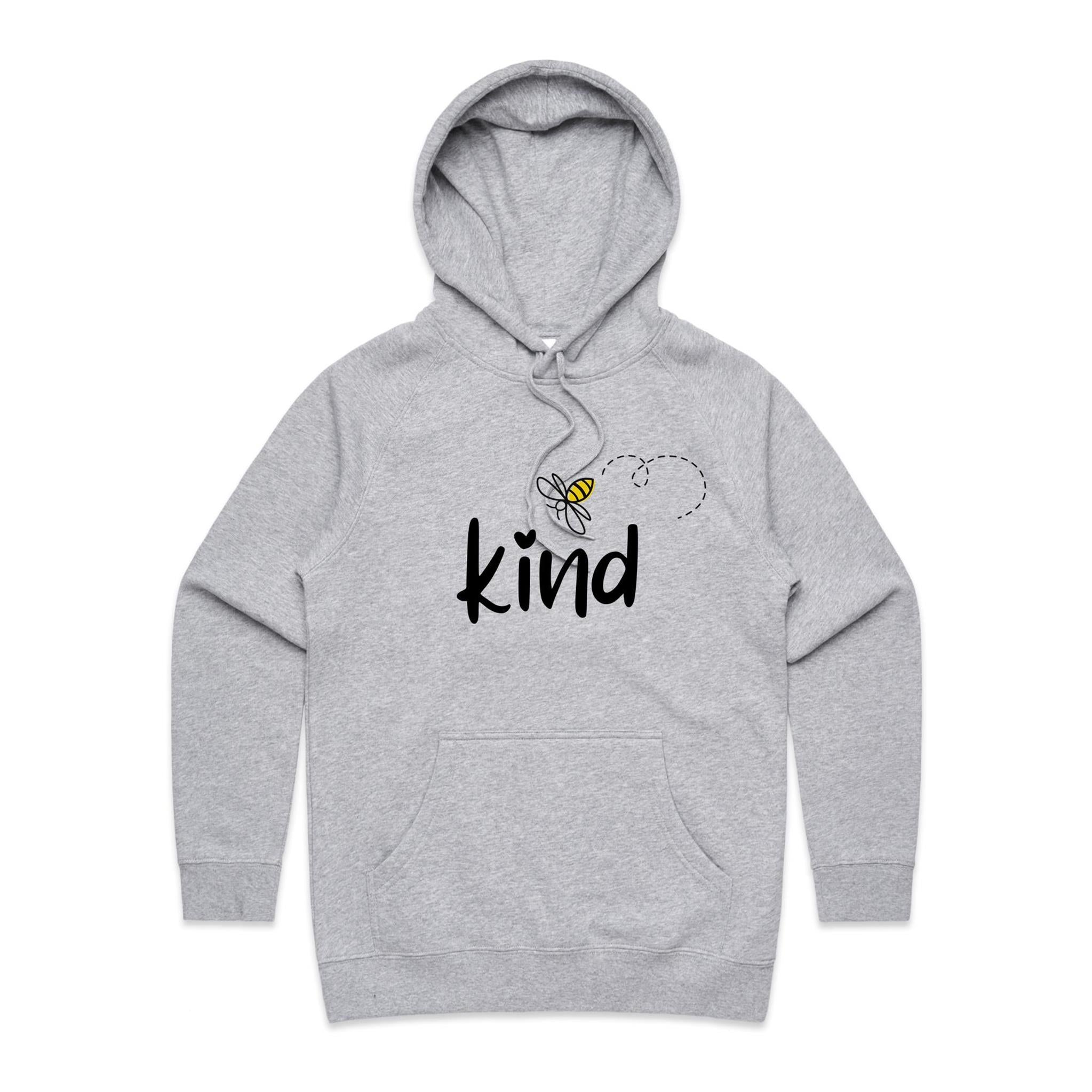 Bee Kind - Womens Hoodie Grey Marle Womens Hoodie Kindness Printed In Australia
