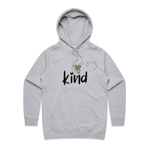 Bee Kind - Womens Hoodie Grey Marle Womens Hoodie Kindness Printed In Australia