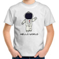 Astronaut, Hello World - Kids Youth T-Shirt White Kids Youth T-shirt Printed In Australia Space