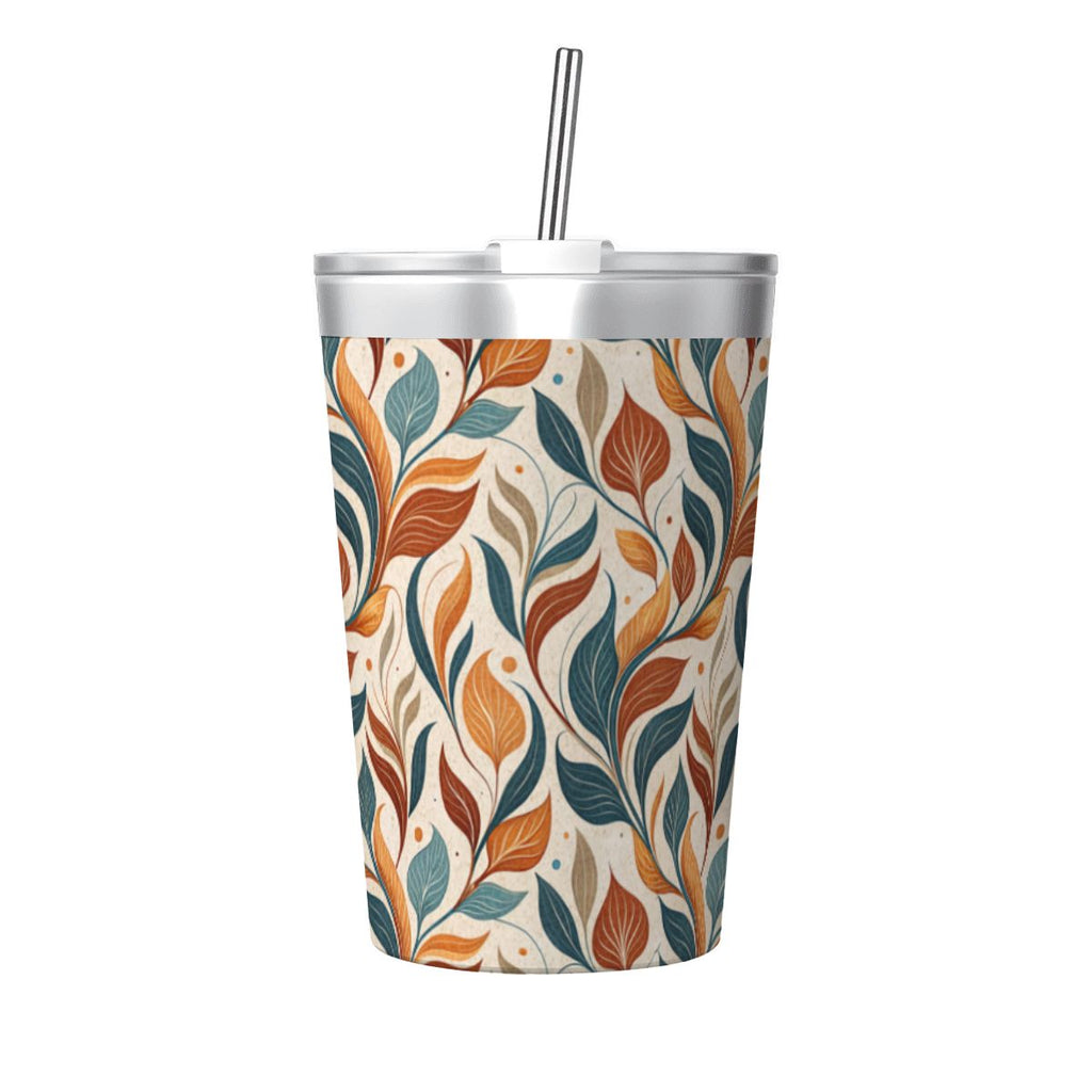 Whimsical Leaf Swirl Small Stainless Steel Travel Mug Cup 12oz/350ml