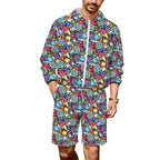 Sticker Music Men's Lightweight Sun Hoodie & Shorts Set 4XL Men's Lightweight Sun Hoodie & Shorts Music Printed Offshore