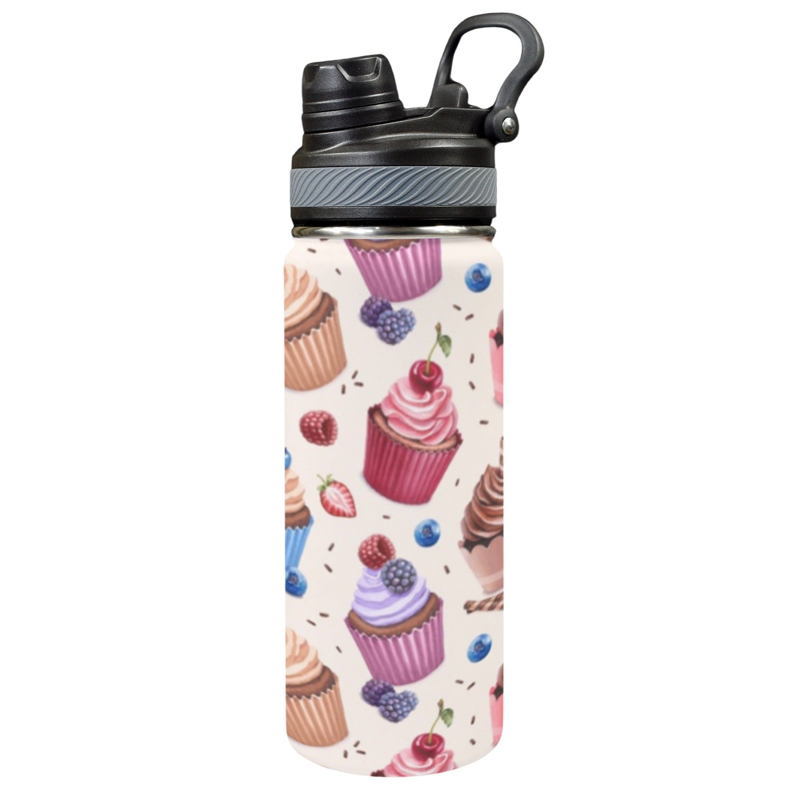 Cupcakes - Insulated Water Bottle with Dual-Use Lid (18oz) One Size Insulated Water Bottle with Dual-Use Lid (18oz) Food Printed Offshore