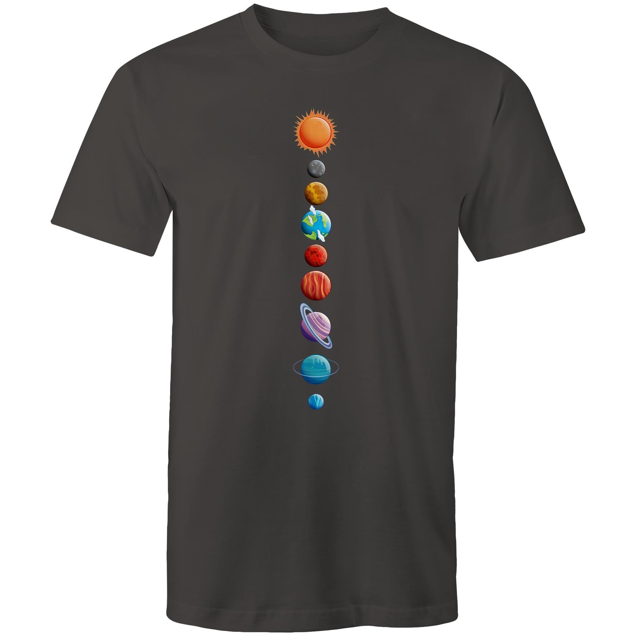 Our Solar System - Mens T-Shirt Charcoal Mens T-shirt Printed In Australia Space