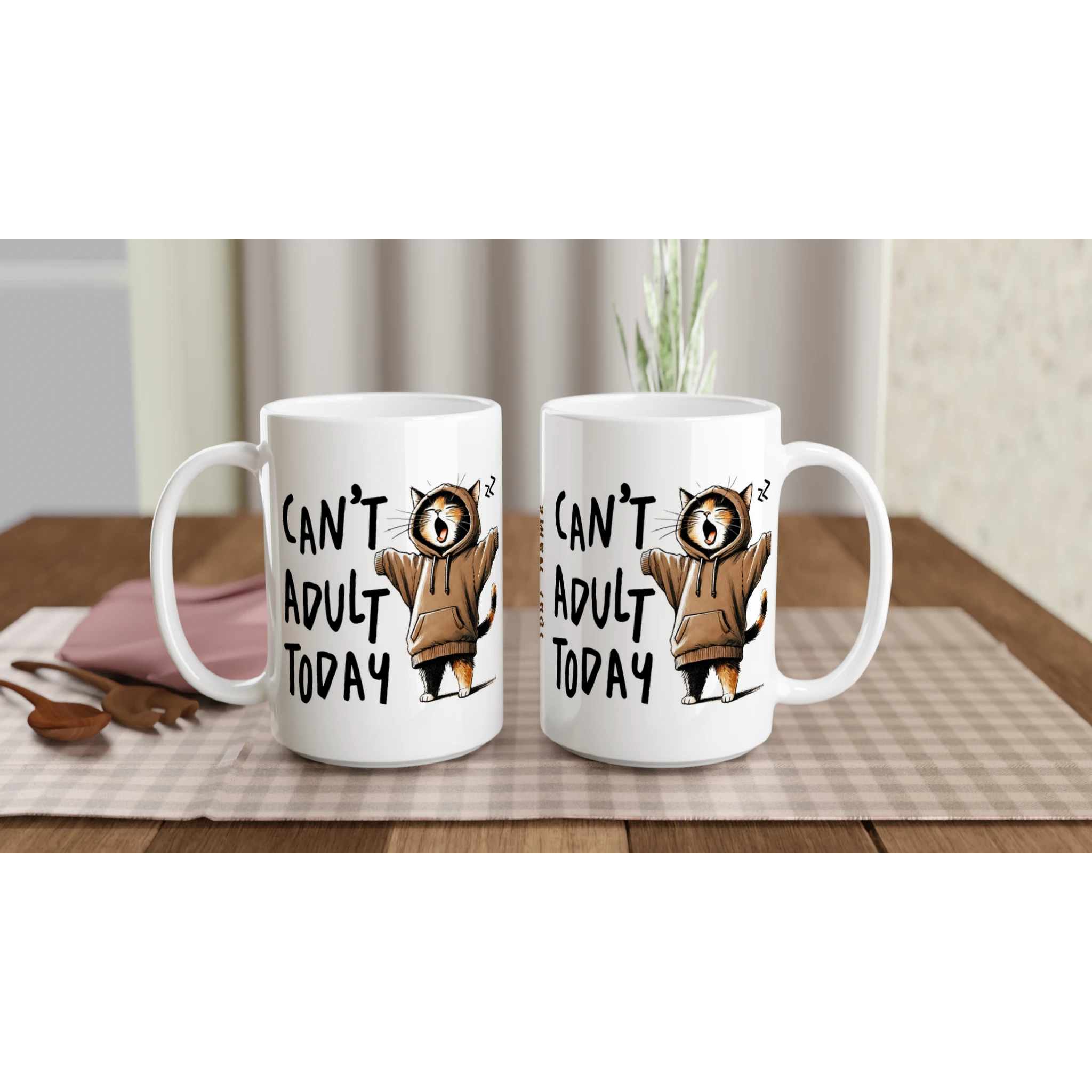 Personalise - Can't Adult Today - White 15oz Ceramic Mug Personalised 15oz Mug animal Globally Fulfilled