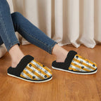 Halloween Stripe Women's Fur Trim Thick-Sole Indoor Slippers Women's Fur Trimmed Slippers Halloween Printed Offshore